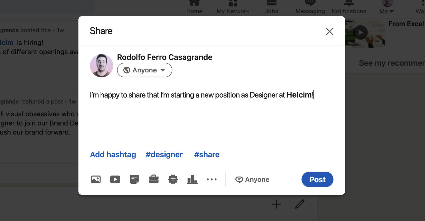 Add the copy to your LinkedIn post
