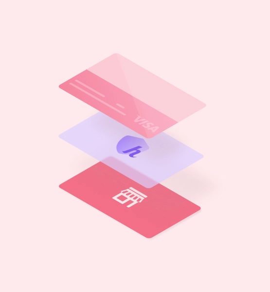 Layered credit cards representing secure vault storage
