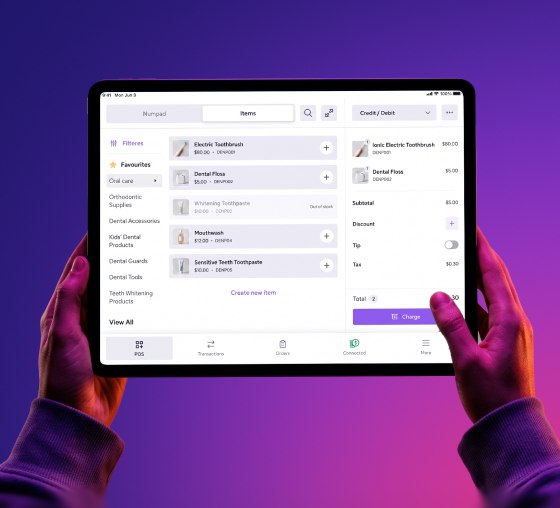 Helcim Point of Sale app on a tablet