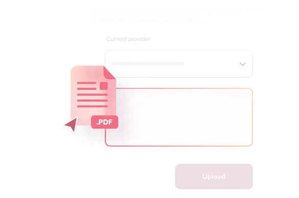 Compare rates illustration showing PDF statement upload interface