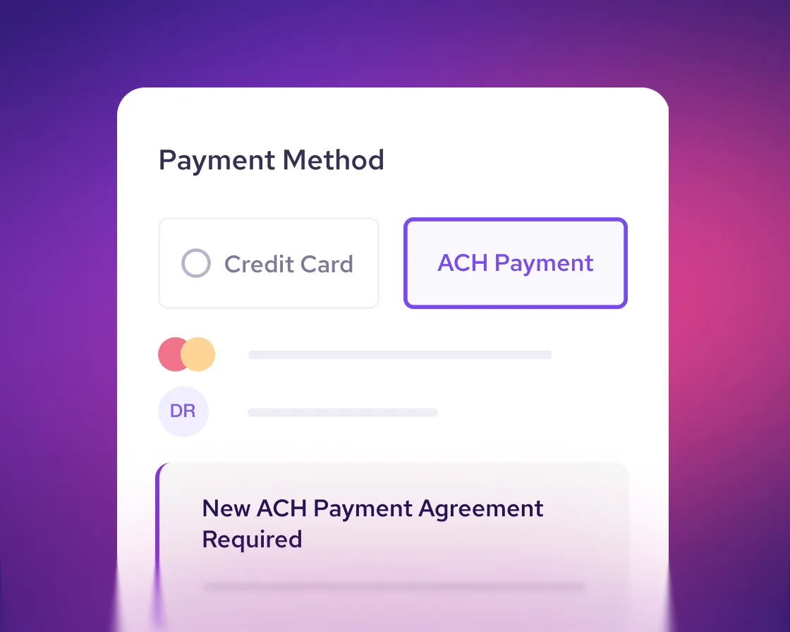 Helcim Virtual Terminal: switching the payment method to ACH with an agreement notice