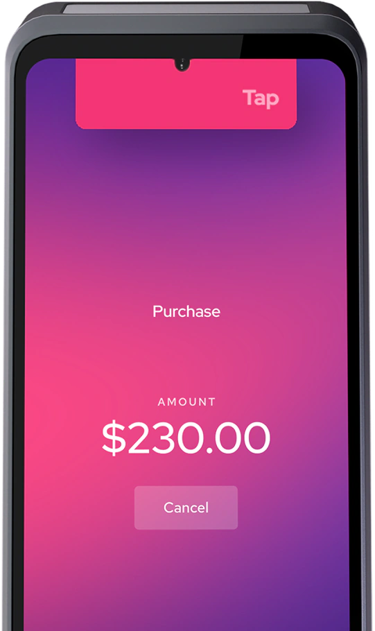 Helcim Smart Terminal accepting a tap payment