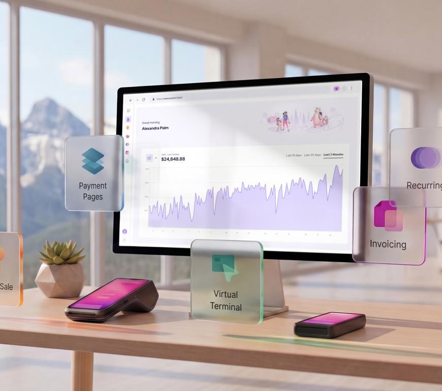 Helcim payment platform overview — dashboard, terminals, and payment tools