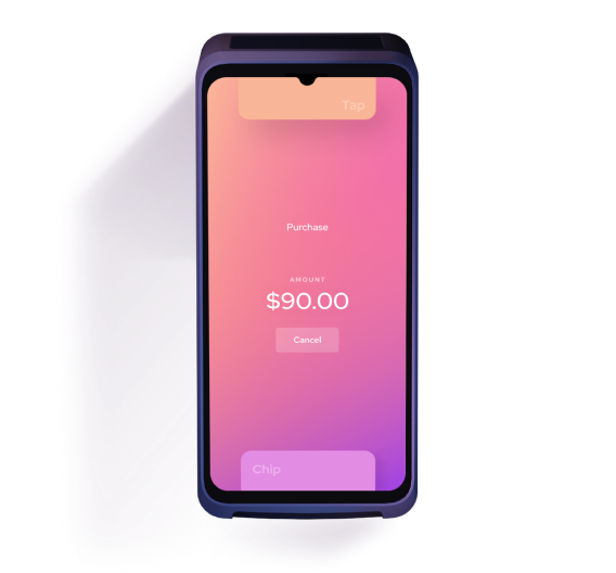 Merchant accepting a payment with the Helcim Smart Terminal