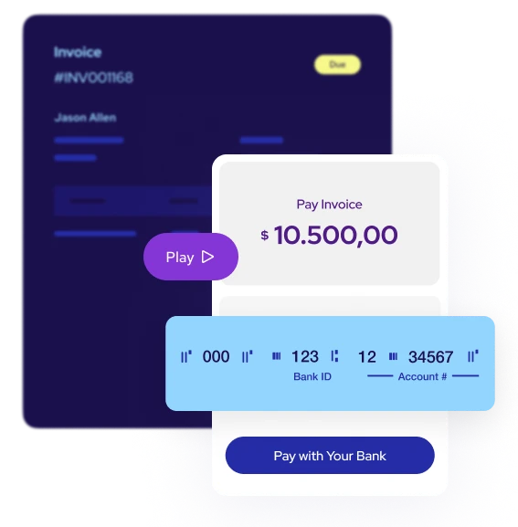 A Helcim invoice being paid with a bank account transfer