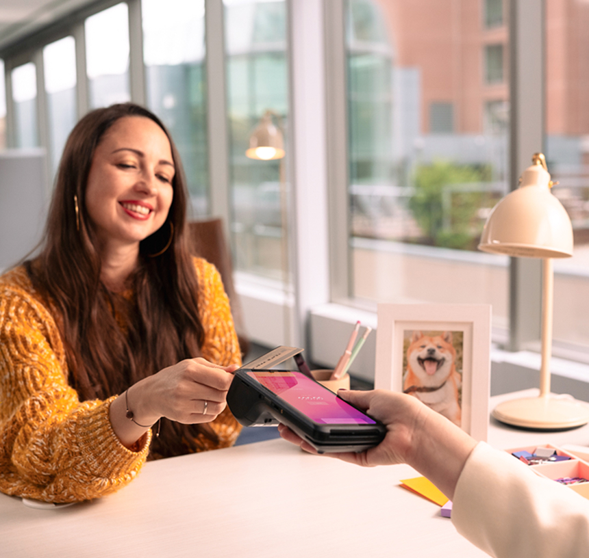 Merchant accepting an affordable in-person credit card payment