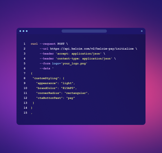 Developer API documentation for card vault integration