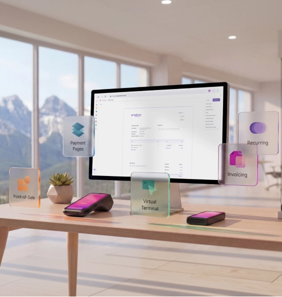 Helcim software platform showing multiple payment channels