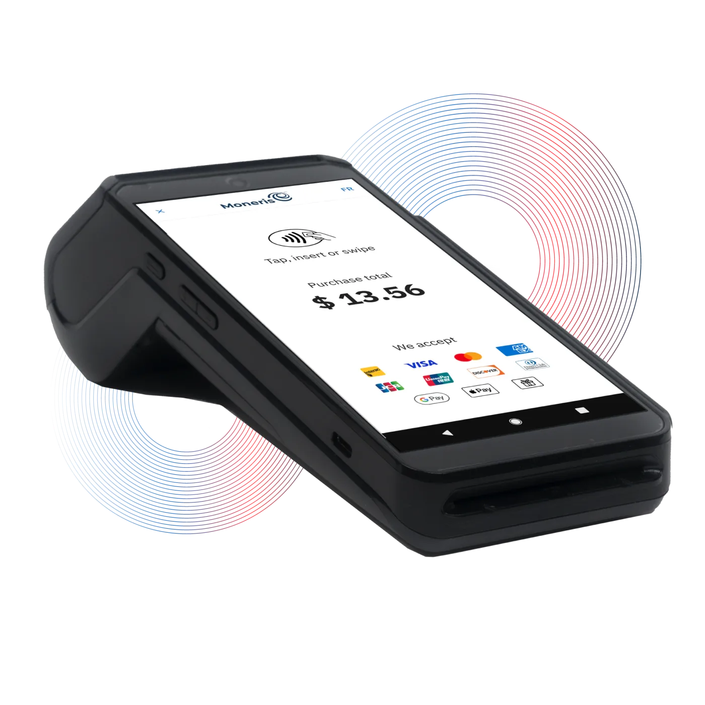 Moneris Go Terminal — handheld touchscreen terminal with built-in printer and camera scanner