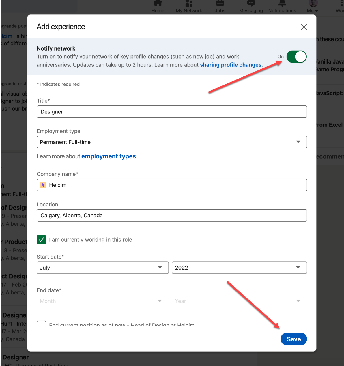 Turn on notify network on your LinkedIn profile