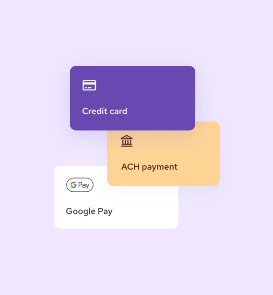 Helcim payment methods including credit card, ACH, and Google Pay