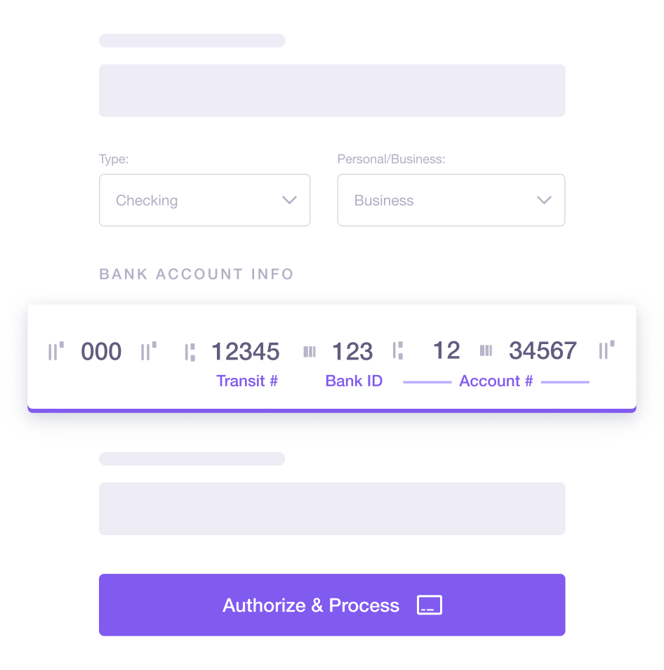 EFT payment processing interface