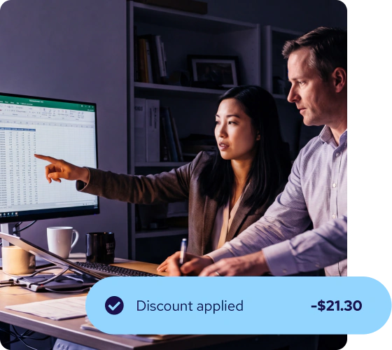 Customer management with discount applied