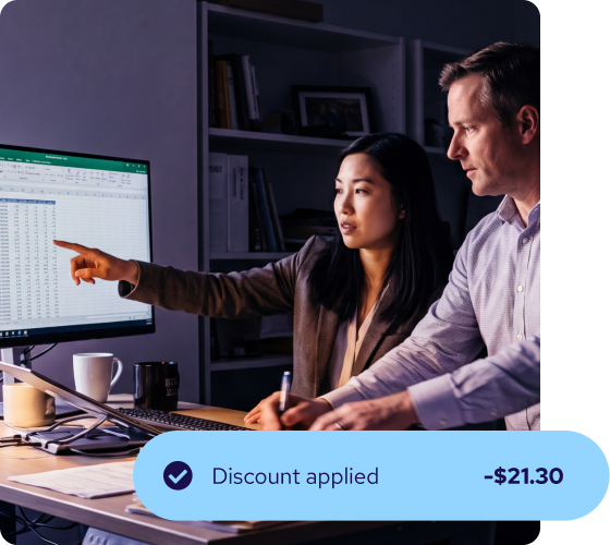 Customer management with discount applied