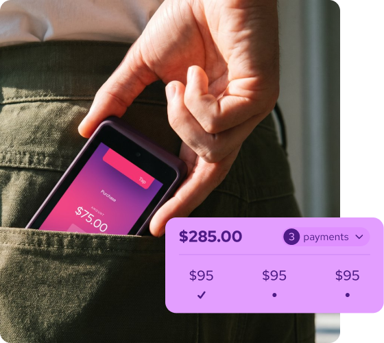 Helcim POS split payments on a phone