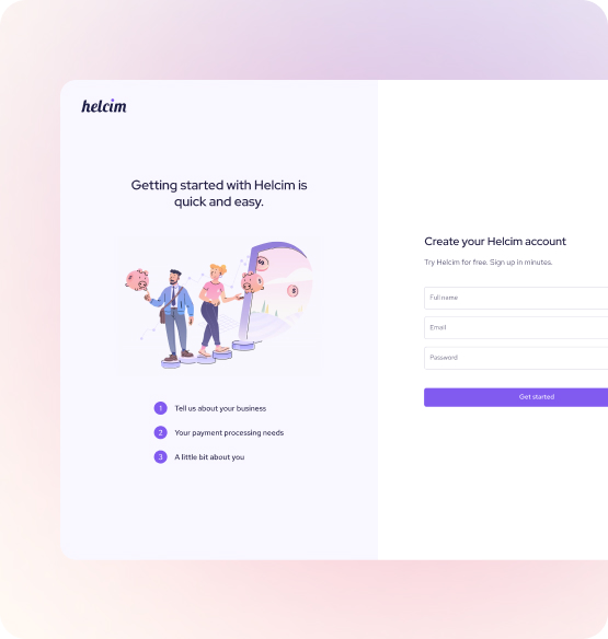 Helcim simple online sign-up form