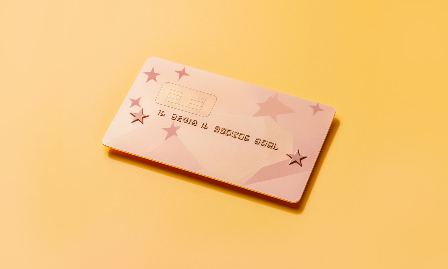 Yellow background with card and stars
