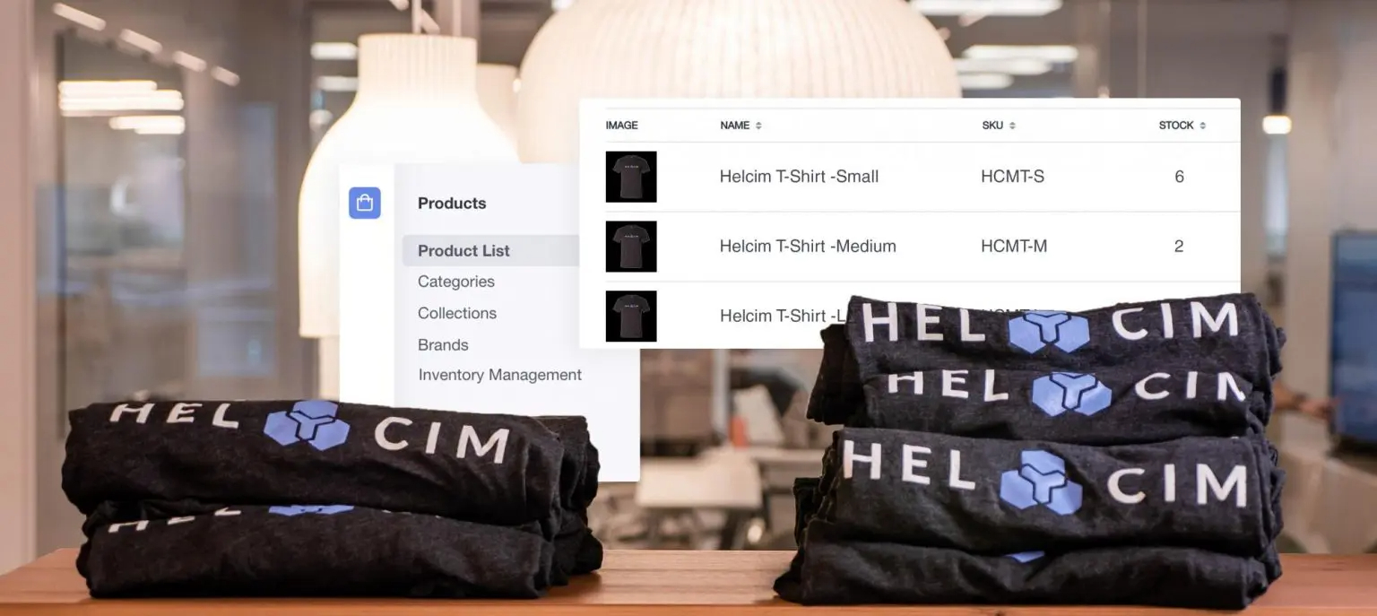 Helcim t-shirts and inventory lists