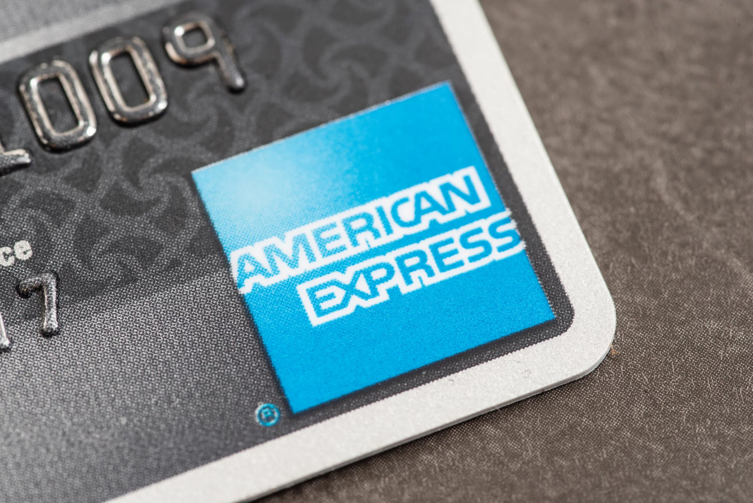 American Express credit card zoomed on logo