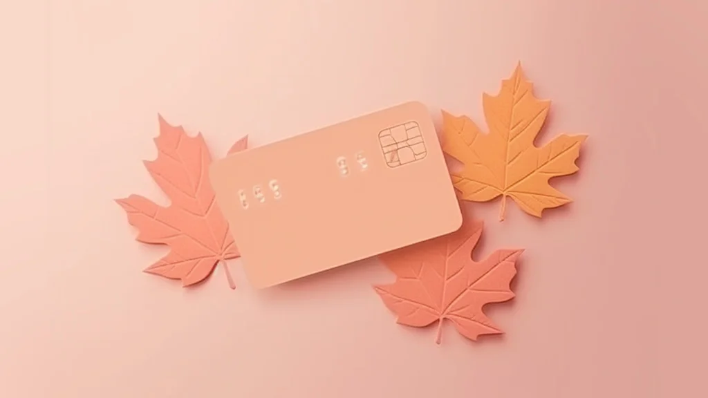 peach gradient with pink card in middle surrounded by peach and orange maple leafs.