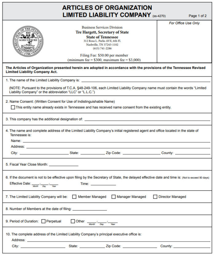 Article of Organization Sample