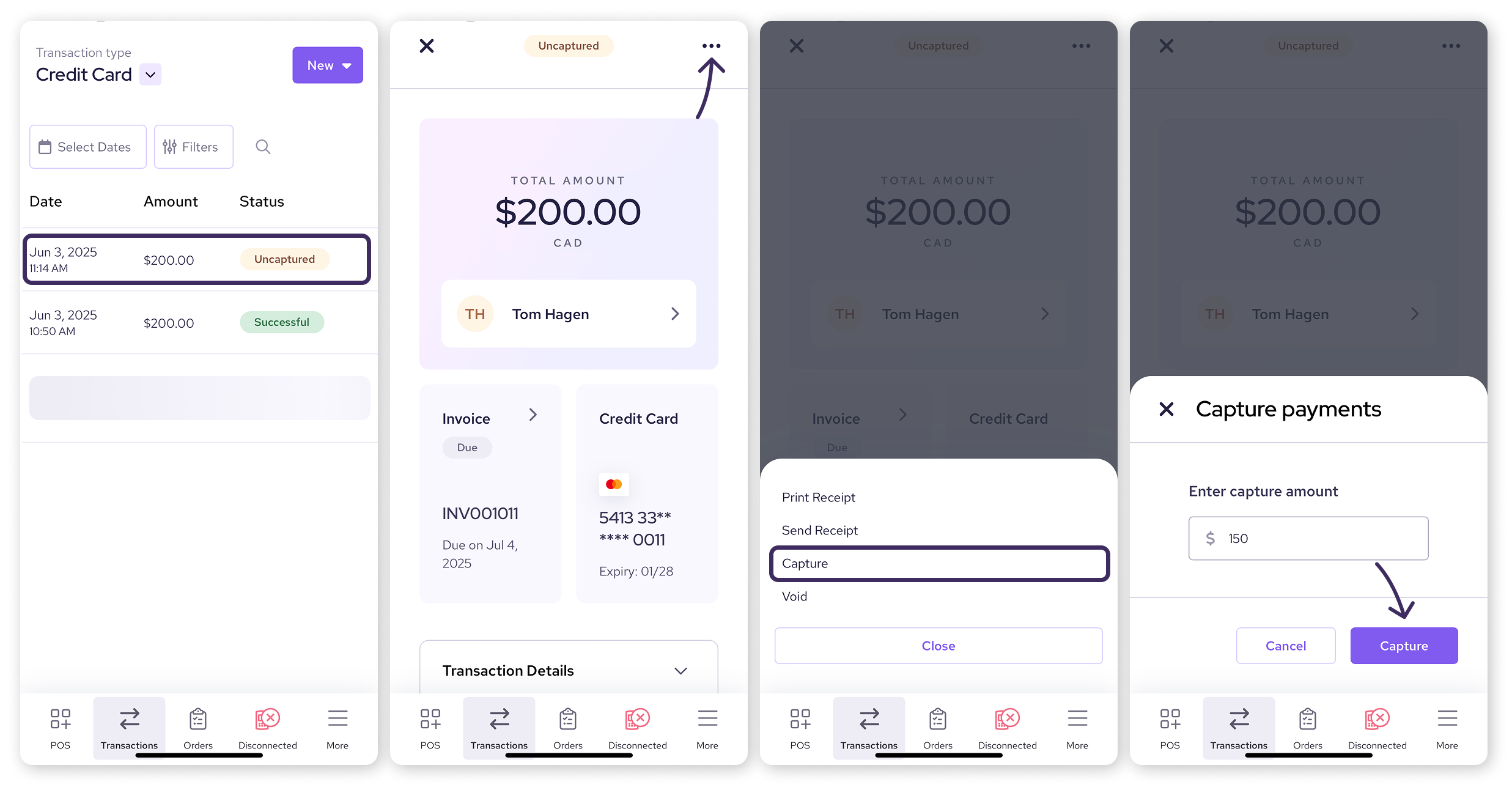 Capture pre-authorized payments using Helcim app