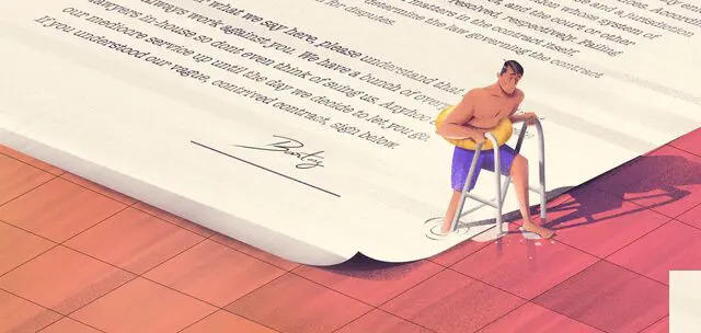 person climbing out of a contract