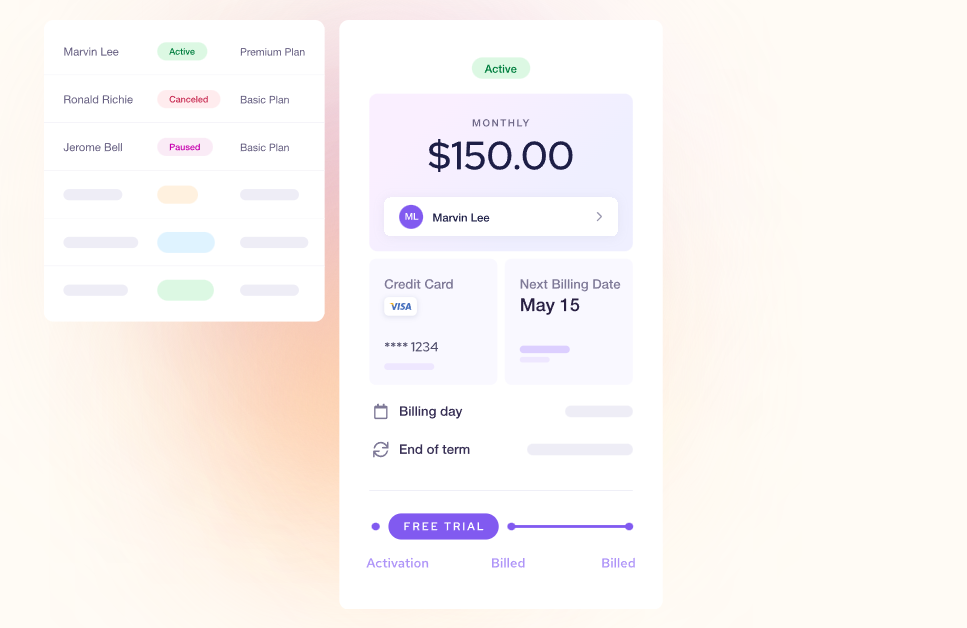 automatic recurring payments dashboard