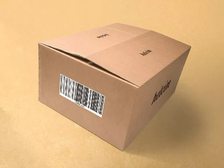 Box with a UPC sticker
