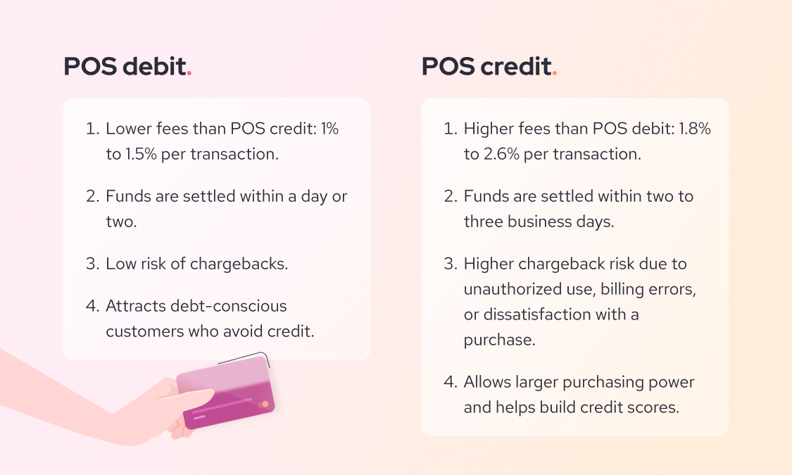 pos debit and pos credit transaction comparison