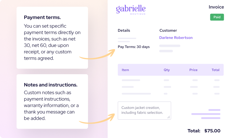 Set payment expectations by including payment terms in your invoices