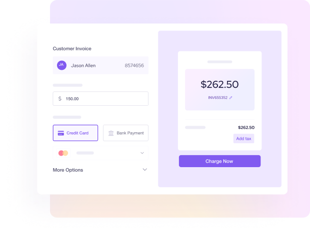 virtual terminal interface with credit card payment summary