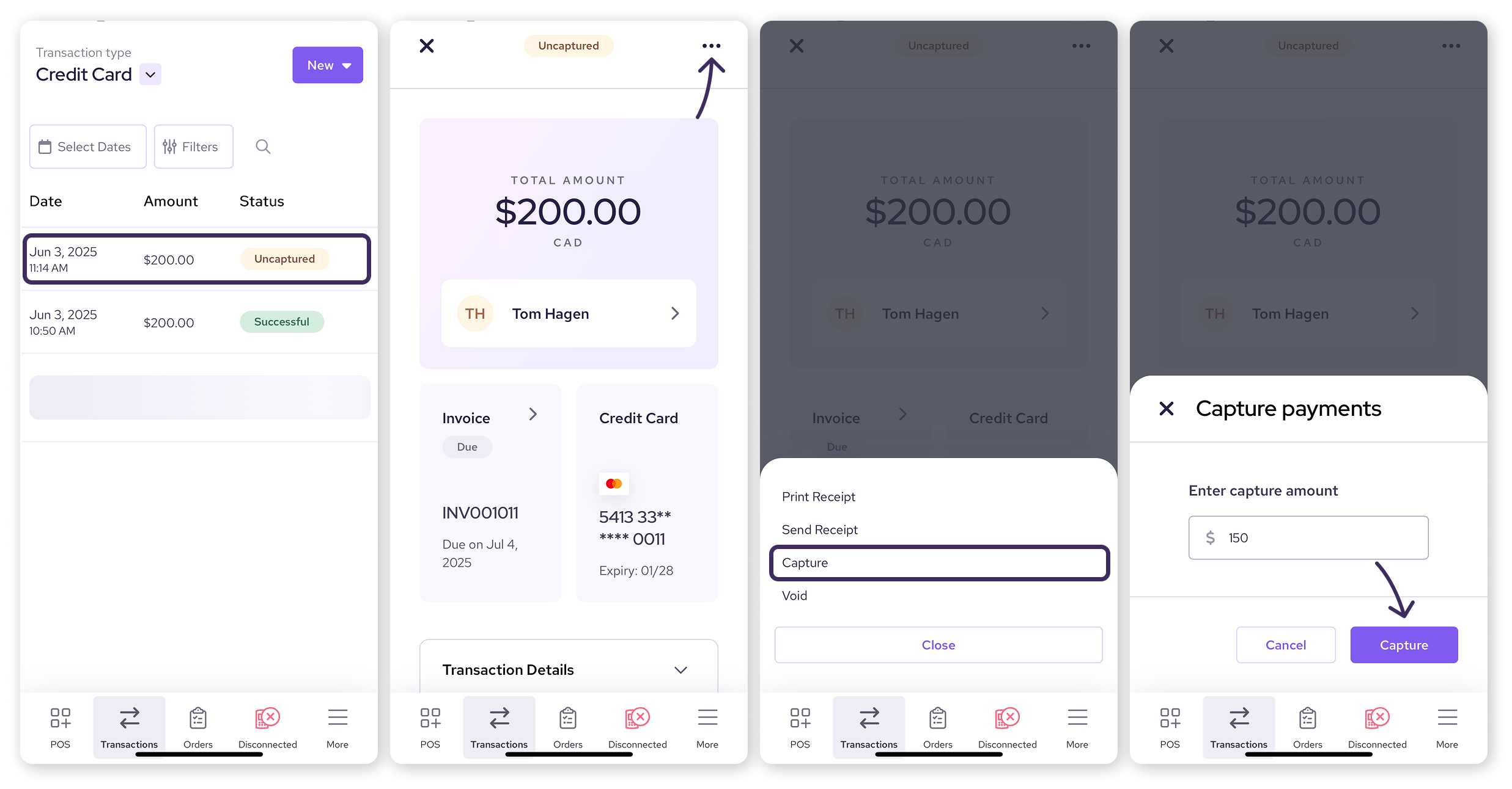 Capture pre-authorized payments using Helcim app