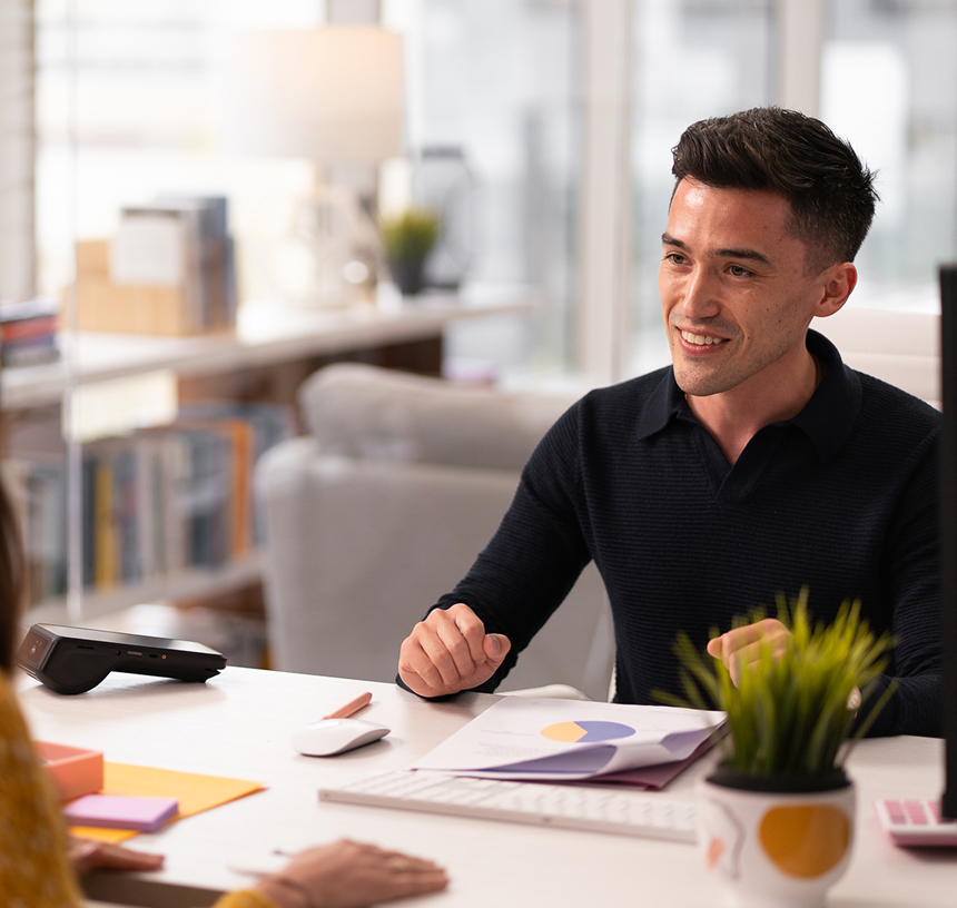 A consultant getting ready for a meeting