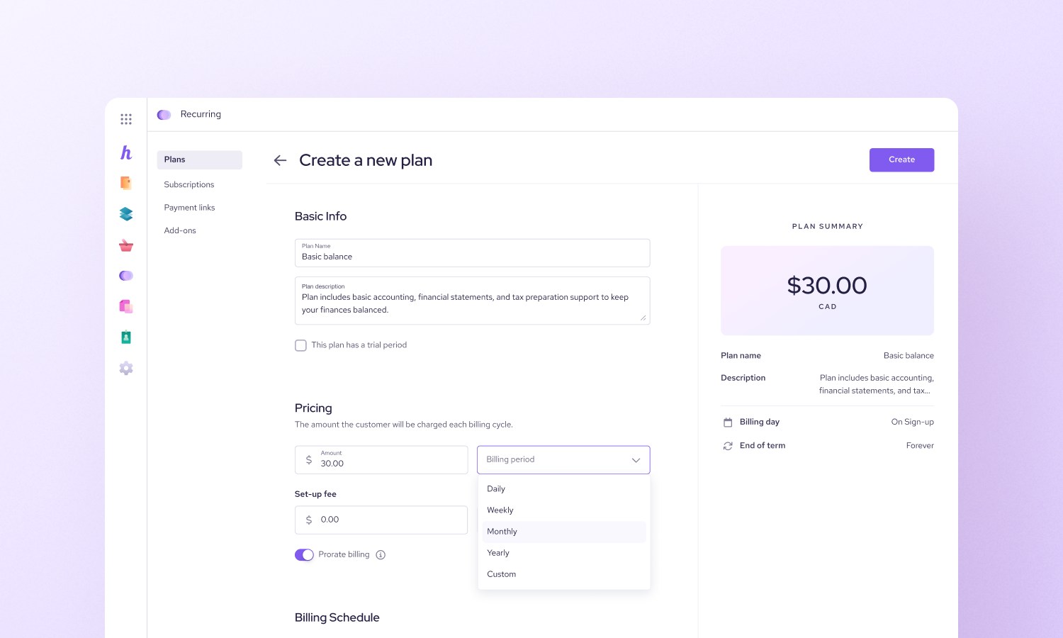 Edit payment frequency for recurring payments