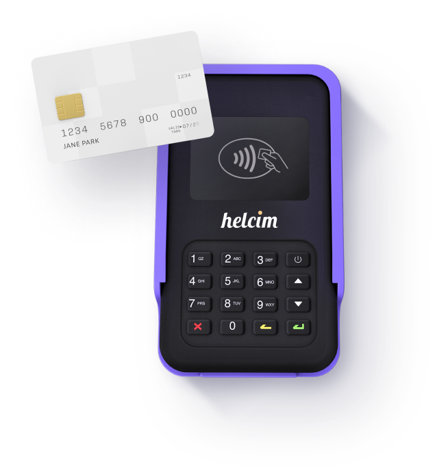 Frontal helcim card reader with contactless credit card payments