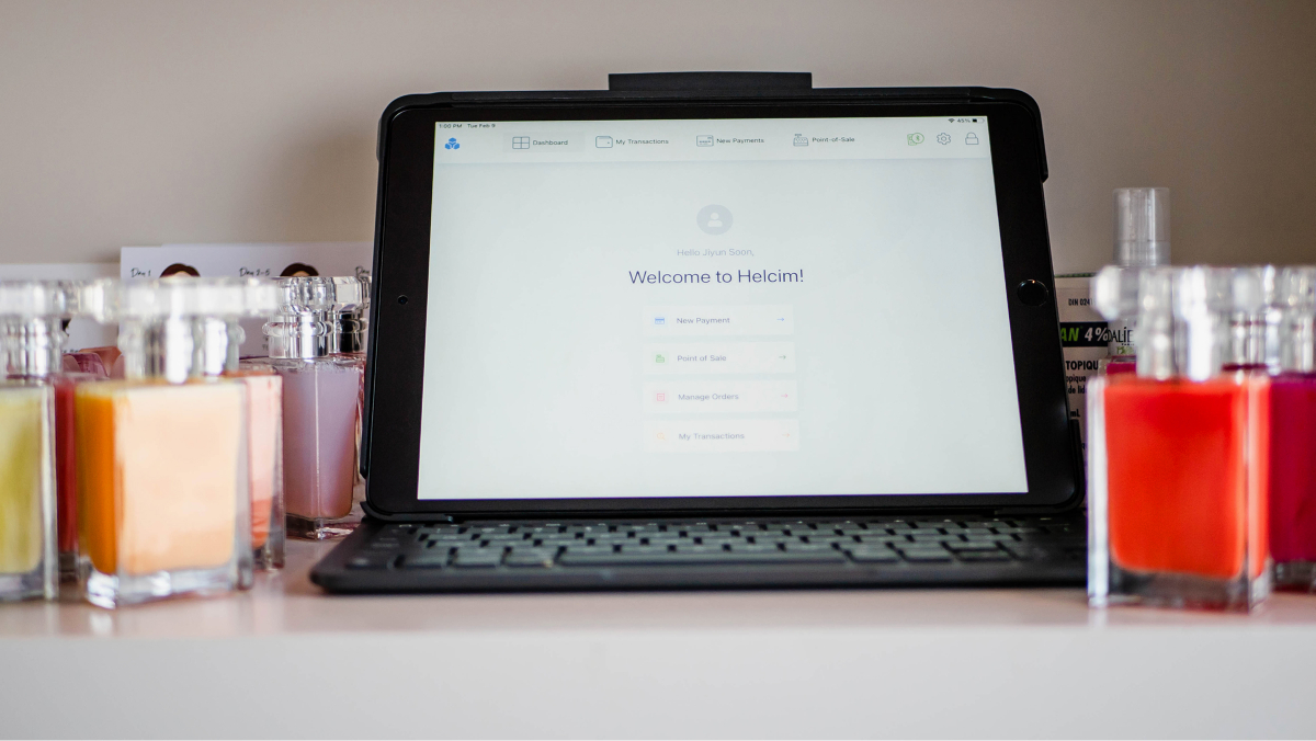 laptop displaying Helcim's online platform