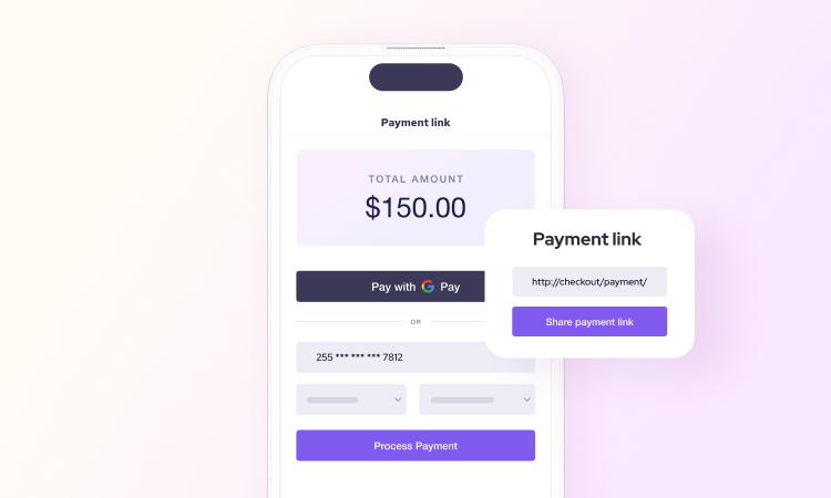Mobile phone with the payment link on screen