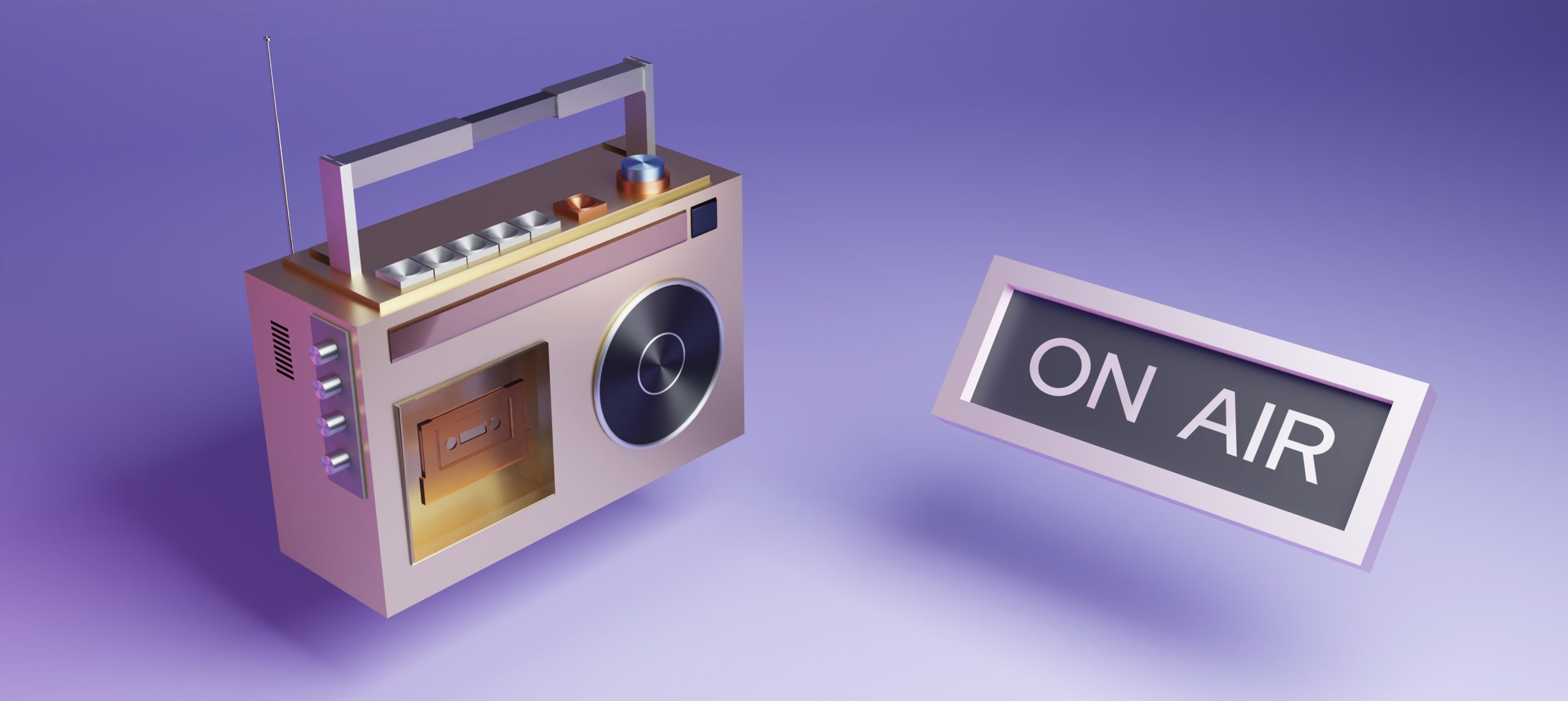 3D Radio with 'on air' sign