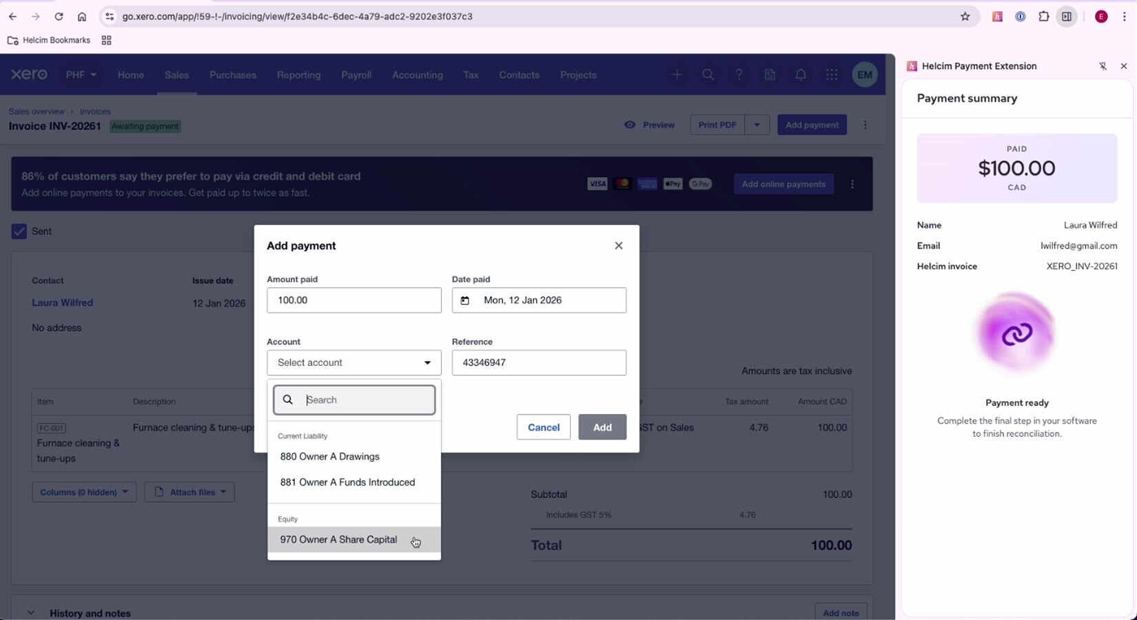 Screenshot 5 of Xero for keyed and in-person payments