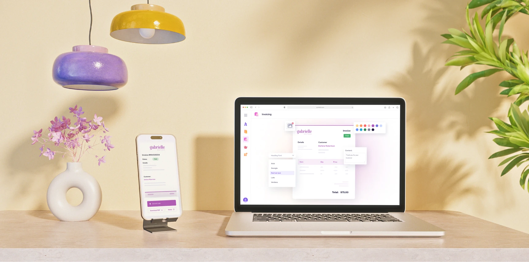 Simple POS station with laptop and phone