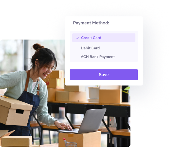 Woman is busy with client payment