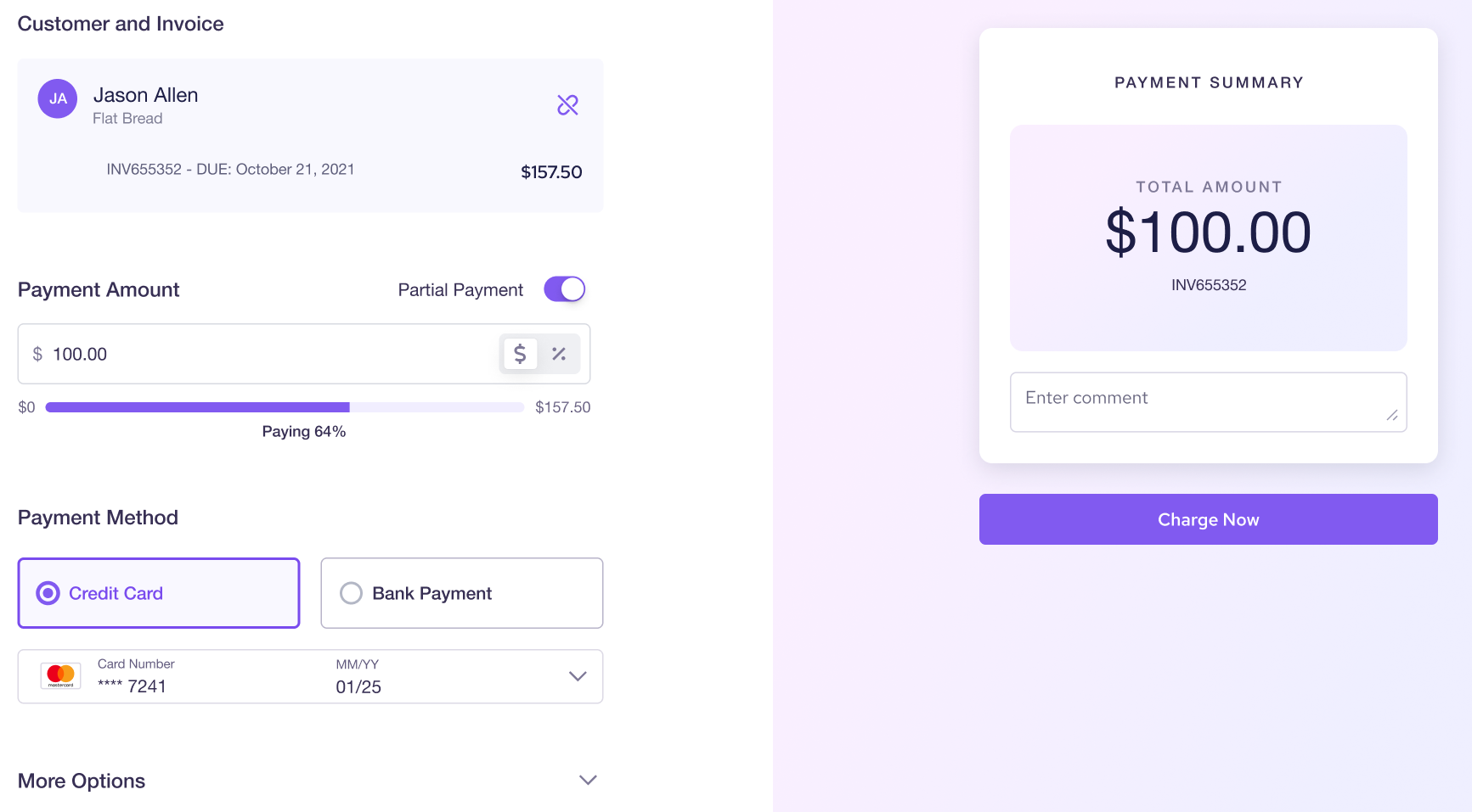 collect advance payments with a custom amount