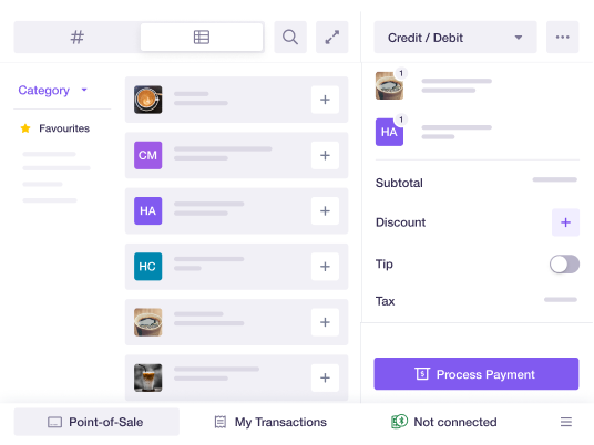POS frontal UI view