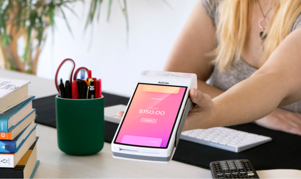 Professional is taking payment using Smart Terminal