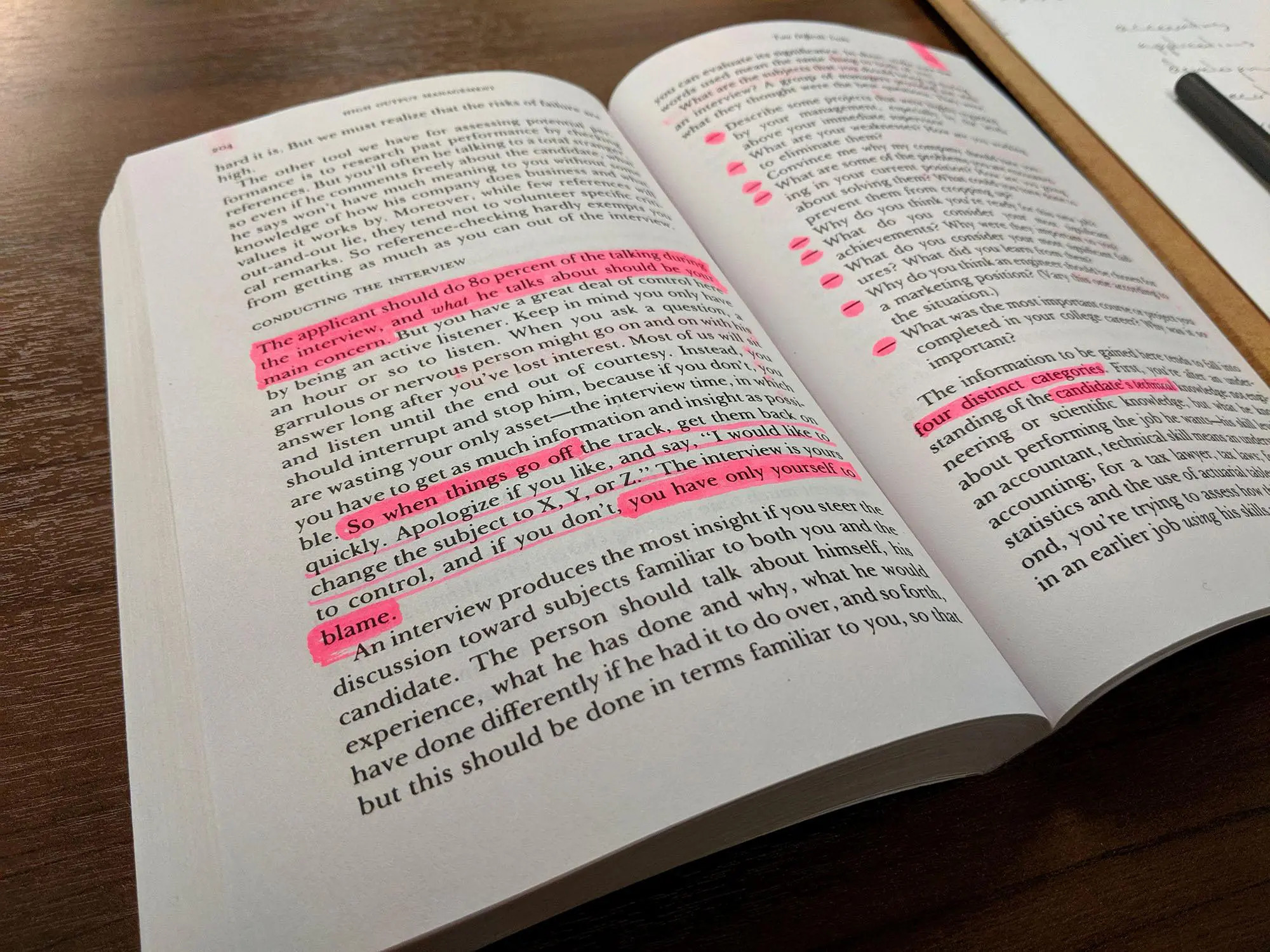 highlighted text in a book