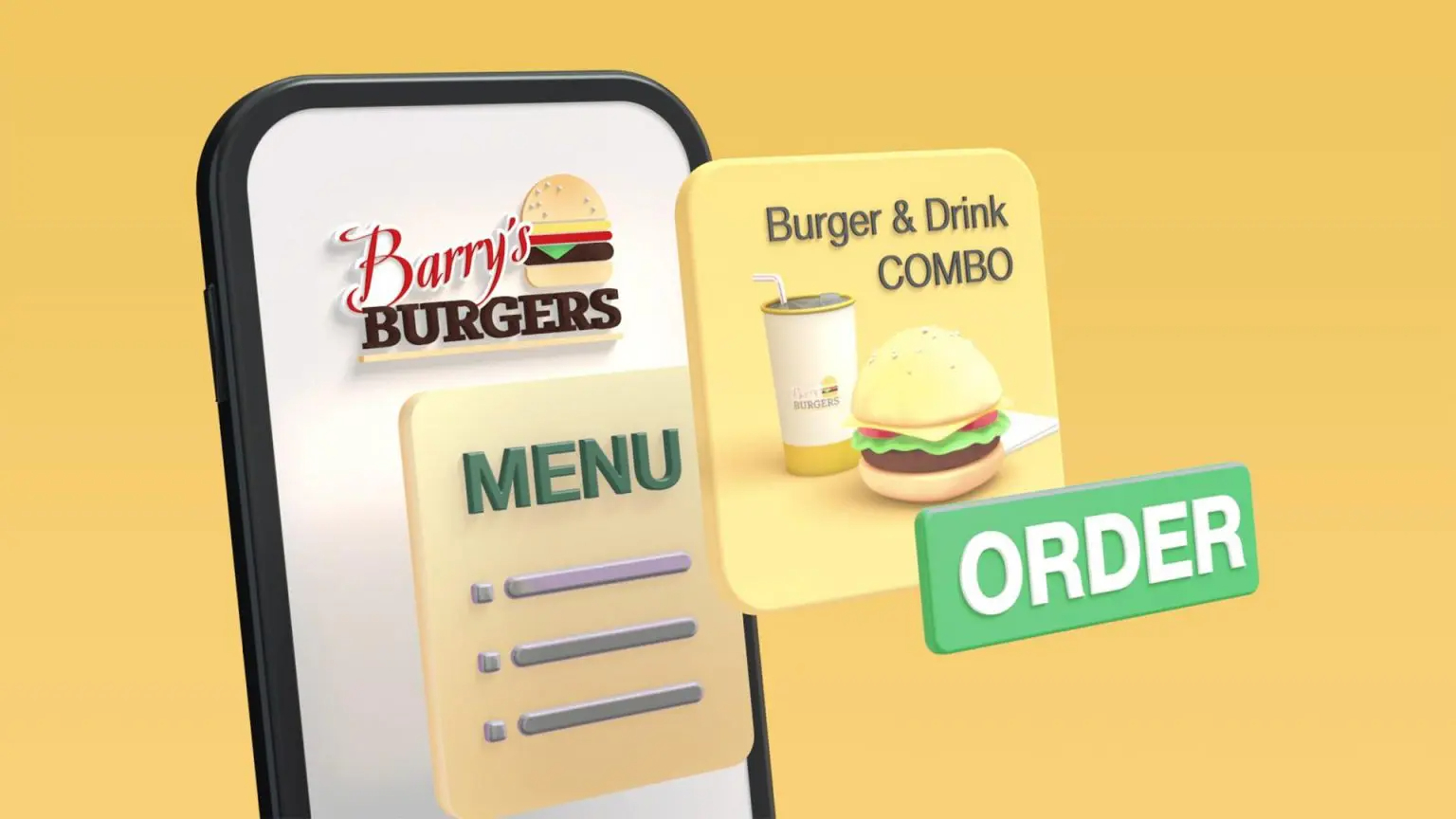 Phone displaying an online food menu