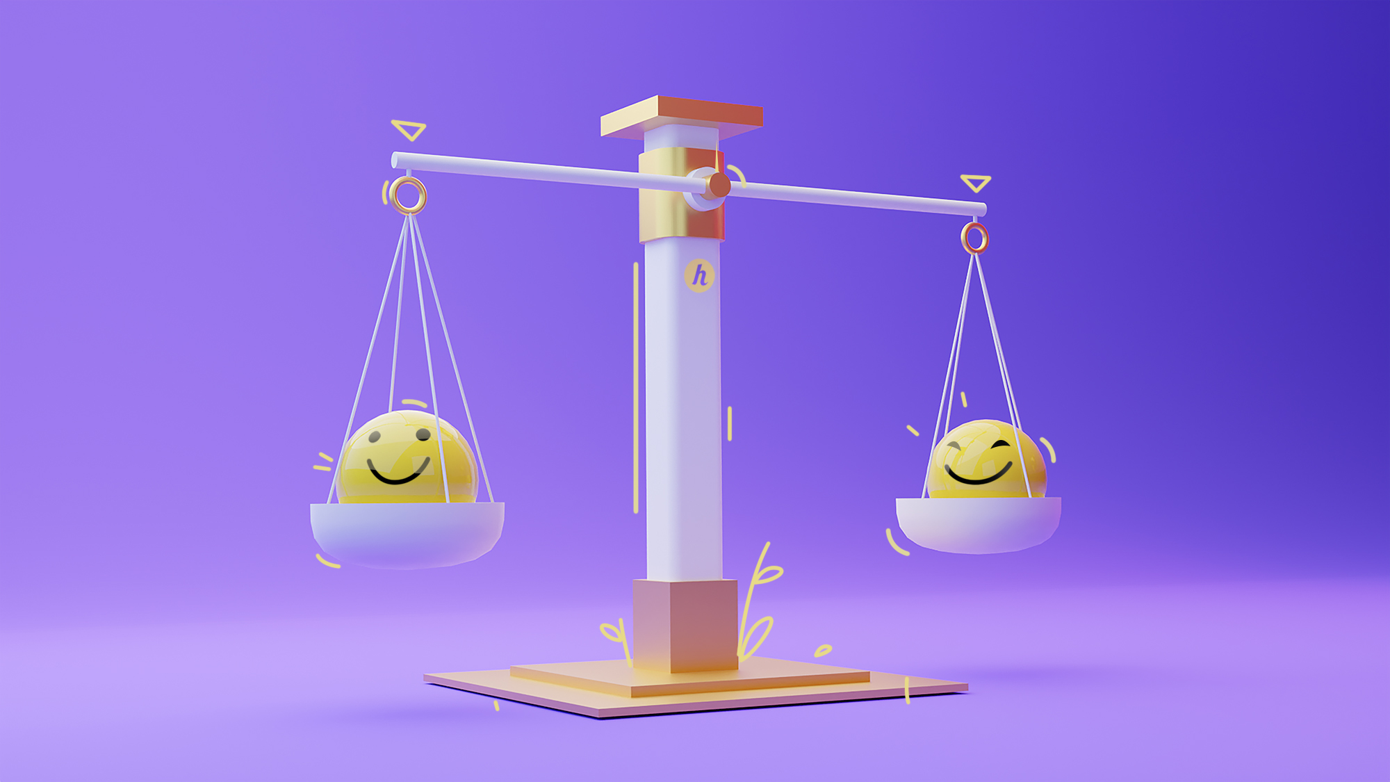 A scale balancing two happy faces