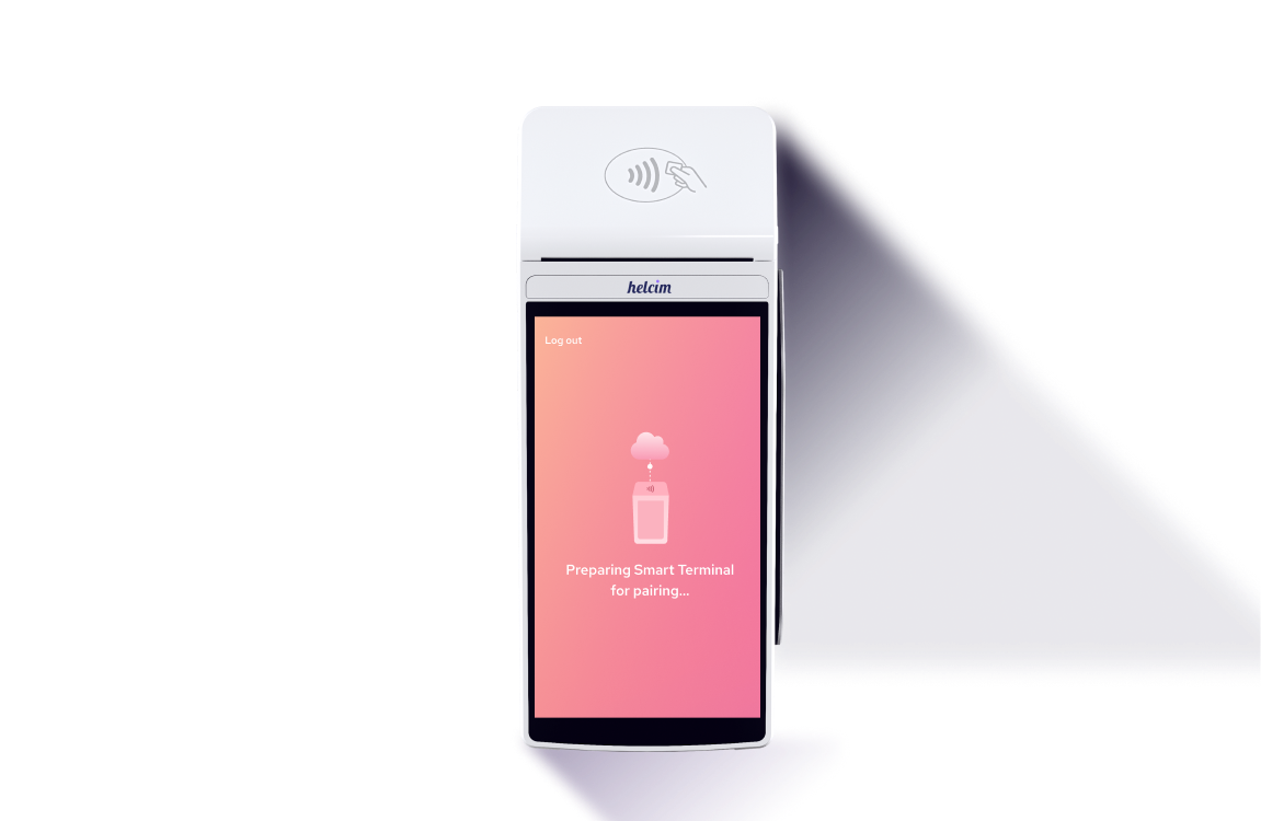 Helcim smart terminal with API illustration