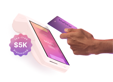 Helcim Smart terminal with hand taping card